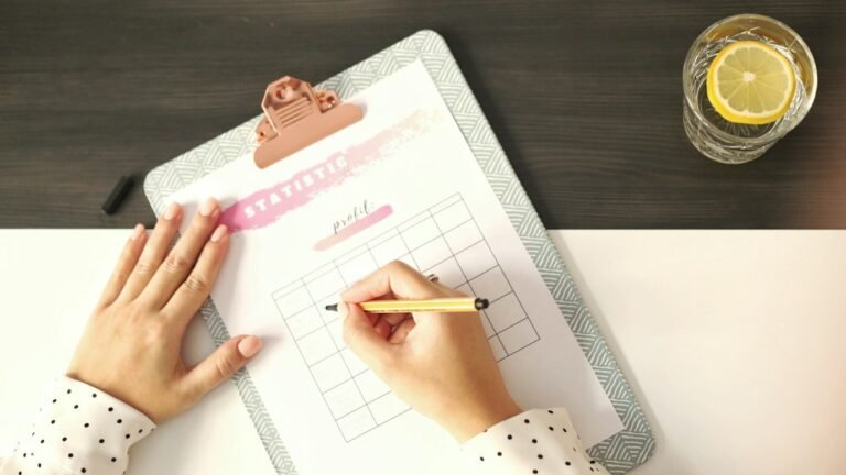 A calendar used to plan a daily routine