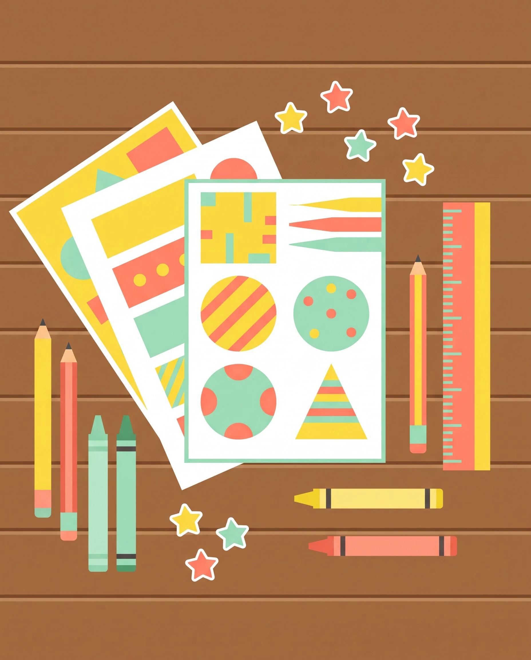 Worksheets flat lay